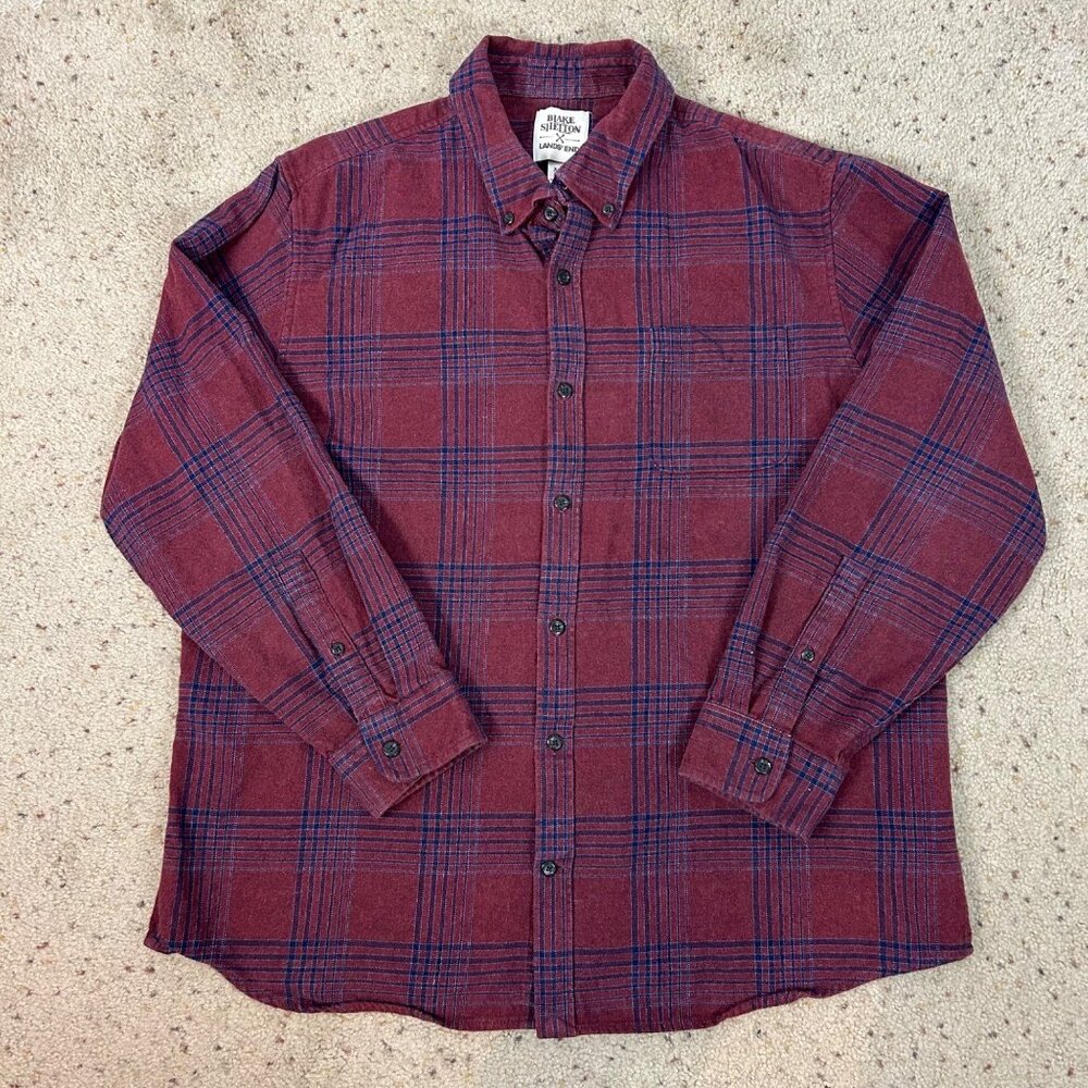 Blake Shelton X Lands’ End Flannel Button Down Shirt Red Plaid Size XXL Men's